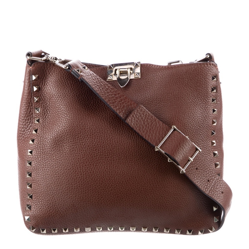Valentino Garavani Rockstud hobo crossbody bag brown